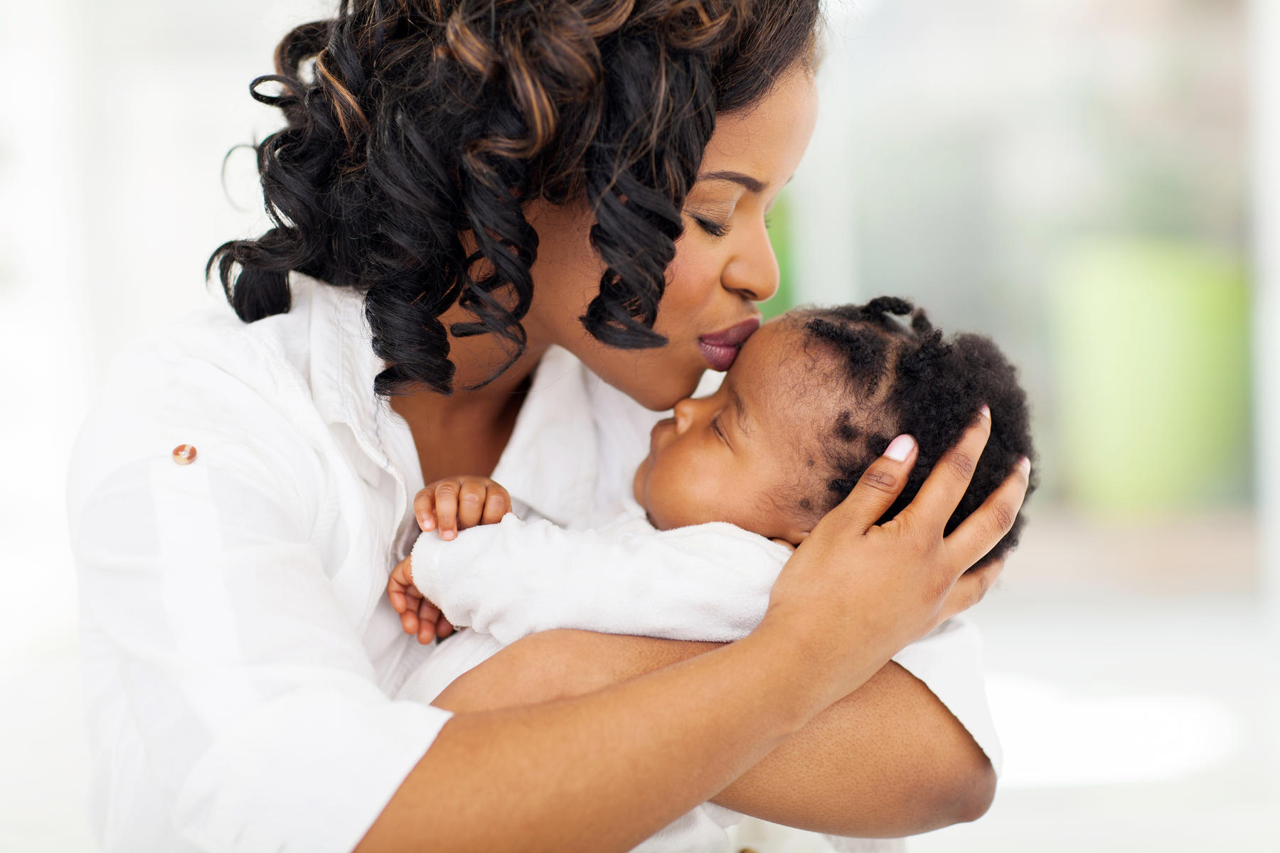 Afro Mom and baby