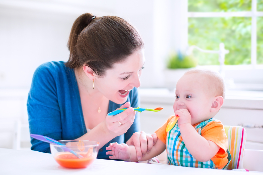 Mom Feeding Baby Pureed Food