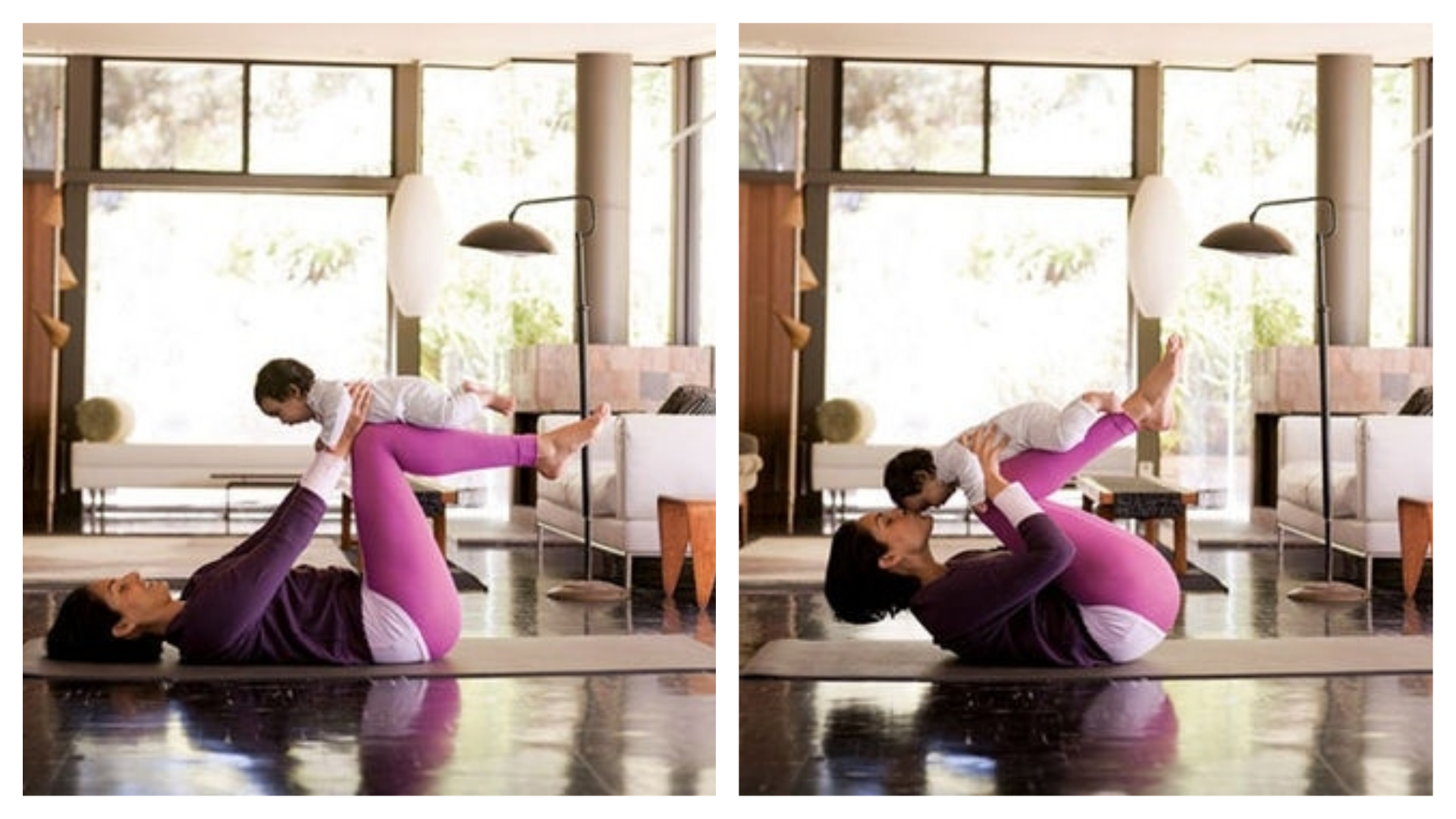 Mom and Baby Doing Reverse Curl-Ups for Exercise