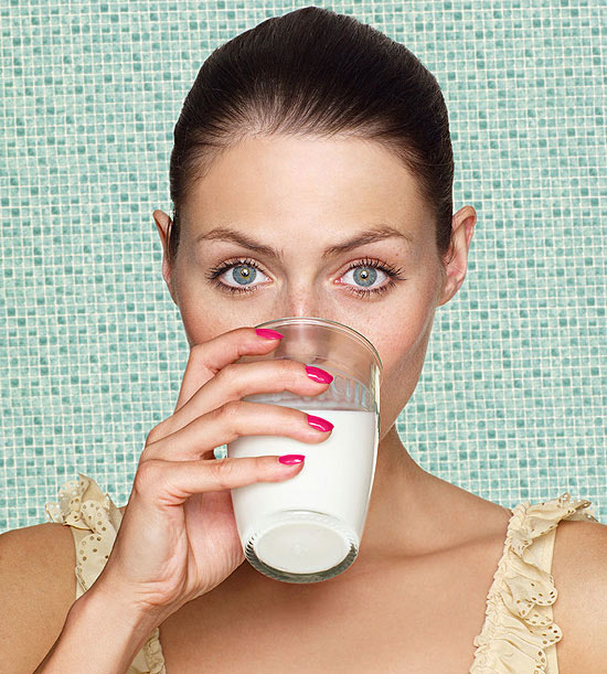 woman drinking milk